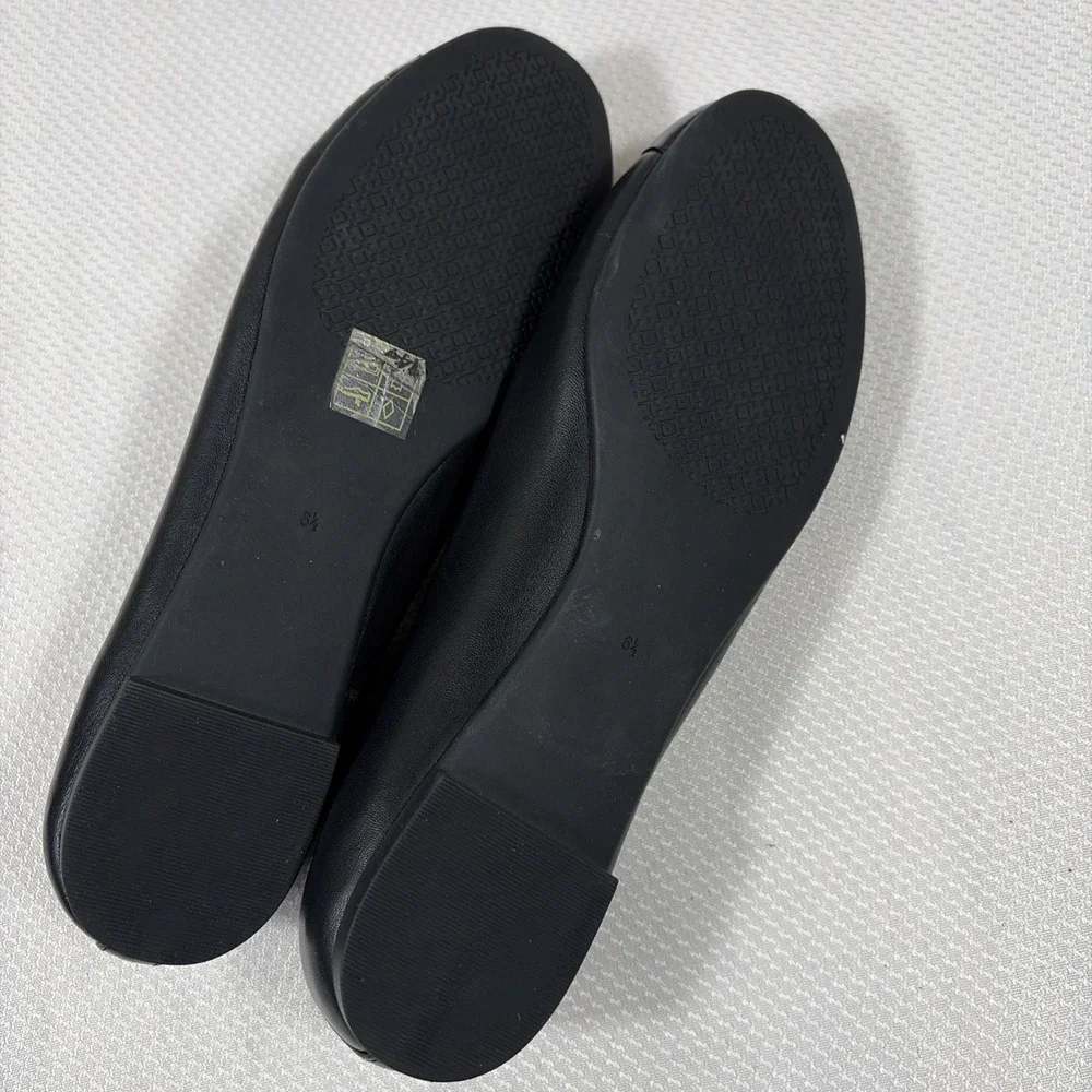 Tory Burch Laura‎ Ballet Gold Double T Logo.Size 6.5 Black Shoes